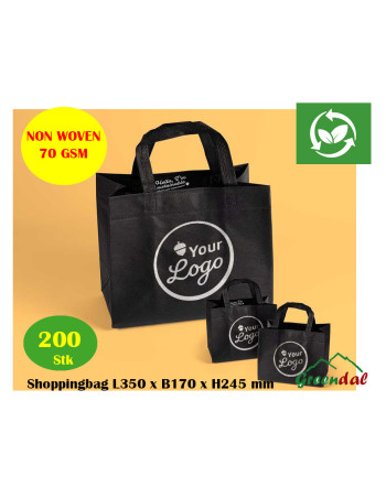 Bærepose Non-woven 17L Sort m/kunde logo