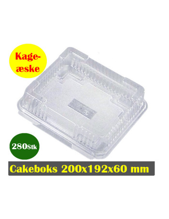 Kageæske Plastbakke m-hængslet låg 20x19x6cm.  