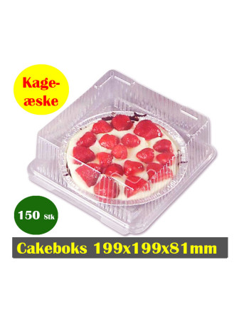 Kageæske Plastbakke m/hængslet 19x19x8cm. låg 150 stk
