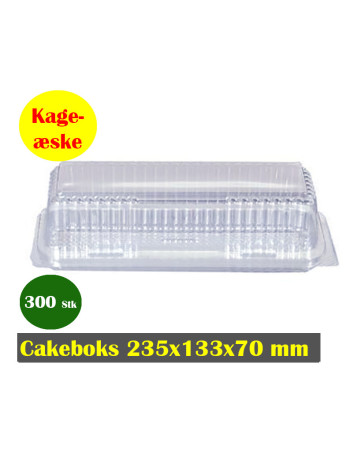 Kageæske Plastbakke m-hængslet låg 23x13x7cm.  