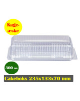 Kageæske Plastbakke m-hængslet låg 23x13x7cm.  