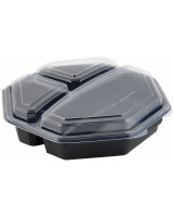 Plastbakke Octaview 3-rums 23x23x6cm 1300ml Sort 160stk/kar - 