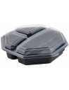 Plastic tray Octaview 3-room 23x23x6cm 1300ml Black 160pc/box - 