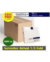 Servietter Airlaid Gast.  40x40cm 1/8 fld. Hvid 600 stk/krt
