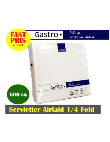 Serviet Gastro Soft Hvid 1/4 40X40 600stk. - 