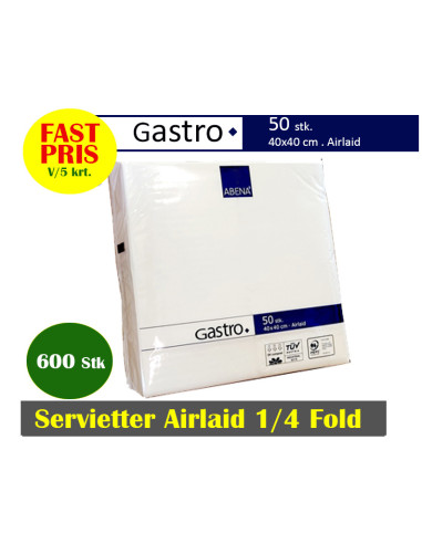 Serviet Gastro Soft Hvid 1/4 40X40 600stk. - 