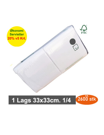 Napkin Art 33x33cm 1-layer 1/8 fold White 4000pc/box -  2