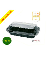 Sushi Tray Medium (V.Pack) DK Oval Bottom/Lid Black 500pc/box - 