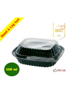 Sushi Tray Small (V.Pack) DK Oval Bottom/Lid Black 500pc/box - 