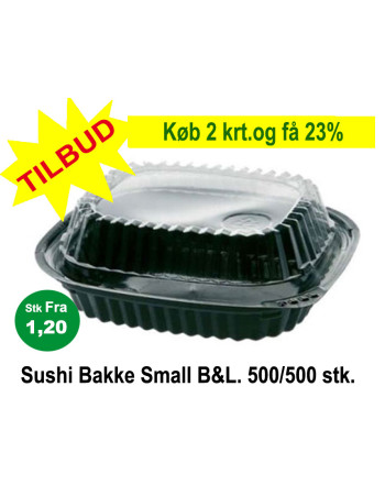 Sushi Bakke TILBUD Small (V.Pk) DK Oval Bund/låg Sort 500stk