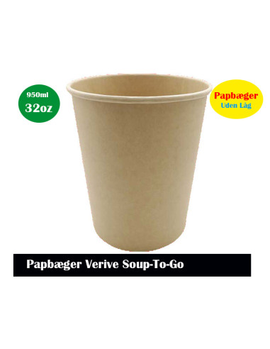 Soup/Deli Bowl Nature Cardboard Brown 950ml 20x25pc/box - 