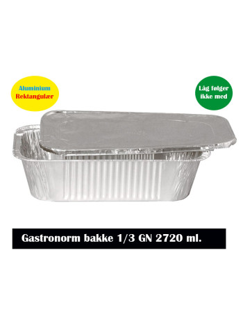 Alubakke 1/3 GN 2720ml Gastro 10stk/pk.