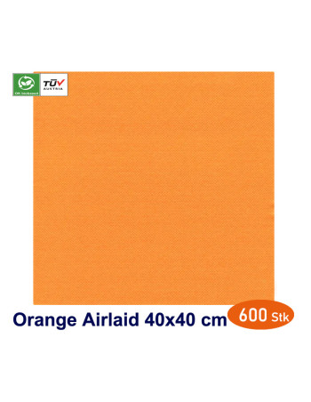 Napkin Orange 40x40cm Airlaid 1/4 fold 600pc/box -  2