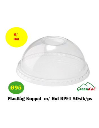 Plastlåg Kuppel Ø95 m/ Hul RPET 