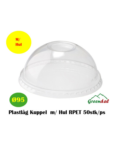 Plastlåg Kuppel Ø95 m/ Hul RPET 