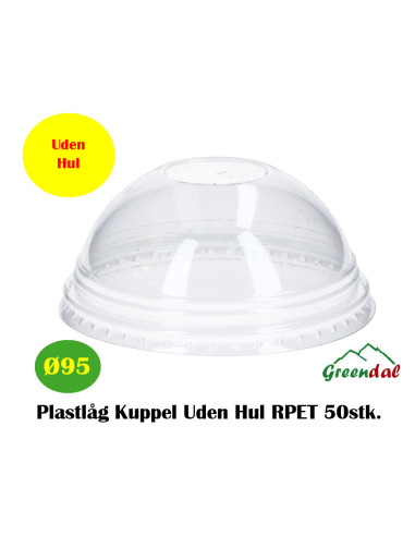 Plastlåg Kuppel Ø95 U/Hul RPET 