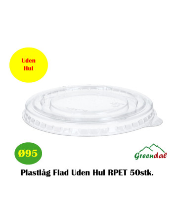 Plastlåg Flad Ø95 Uden Hul RPET 