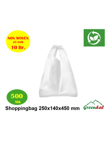 Shoppingbag 10 ltr Non-woven PP 45 gr Hvid 500stk.