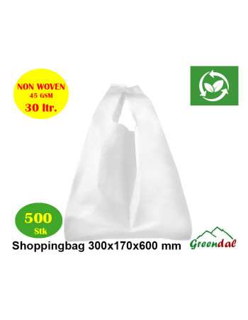 Shoppingbag 30 ltr Non-woven PP 45 gr Hvid 500stk.