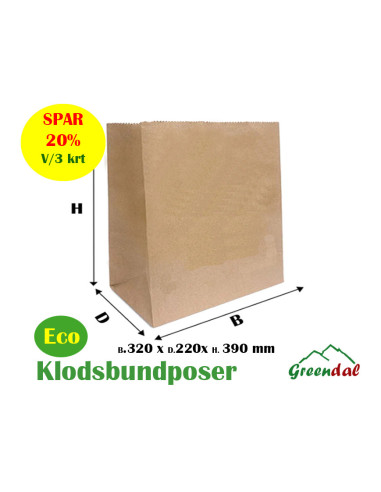 Brick bottom bag brown 22L 80gr 320x170x390mm 200pc/box - 