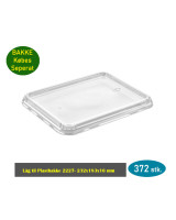 Låg til plastbakker 2227 flad APET klar 232x183x16mm 372stk/kar