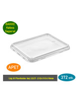 Låg til plastbakker 2227 flad APET klar 232x183x16mm 372stk/kar