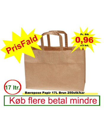 Bærepose Papir 17L Brun 250 stk.