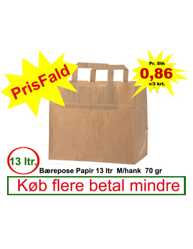 Carrier Bag Paper 13L Brown 250pc/box - 
