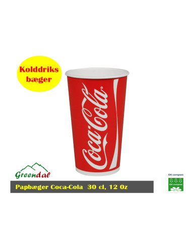 Drinking Cup 300ml. Coca Cola Cardboard 12 oz. - 