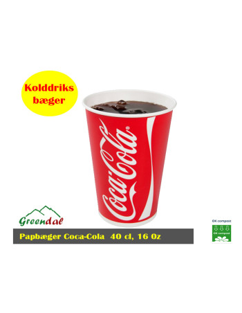 Drinking Cup 400ml. Coca Cola Cardboard 16 oz. - 