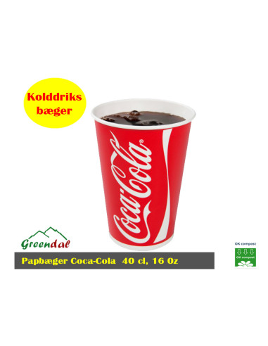 Drinking Cup 400ml. Coca Cola Cardboard 16 oz. - 