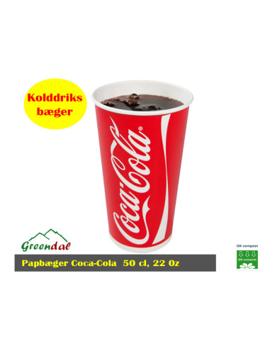 Drinking Cup 500ml. Coca Cola Cardboard 22 oz. - 