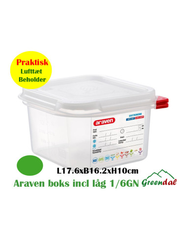 Container plastic for food 1/6 GN. Including Lid - 