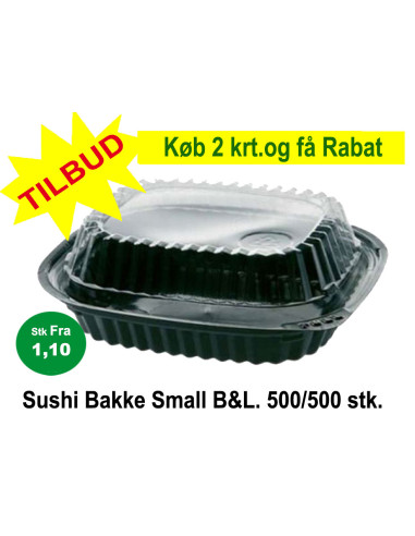 Sushi Bakke TILBUD Small (Blue) DK Oval Bund/låg Sort 500stk