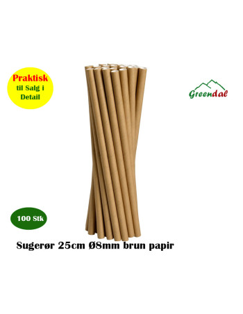 Straws Paper Brown Straight Ø8x25cm 100pc/pack -  2