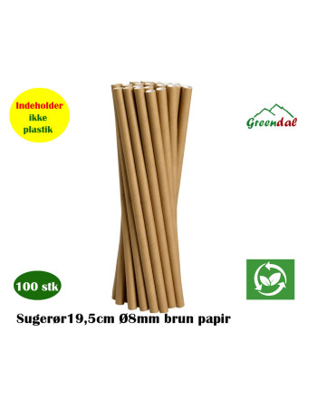 Straws Paper Brown Straight Ø8x25cm 100pc/pack - 