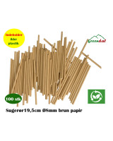 Brunt Sugerør 19,5cm Ø8mm brun papir 100 stk/pk.