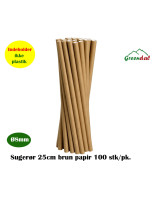 Straws Paper Brown Straight Ø8x25cm 100pc/pack - 
