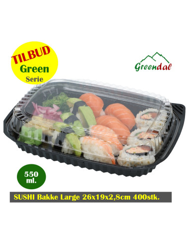 Sushi Tray Large (Green) Bottom/Lid  400pc/box - 