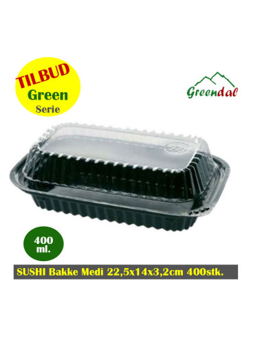 Sushi Tray Medium (Green) Bottom/Lid  400pc/box - 