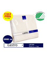 Napkin Gastro 40x40cm 2-layer 1/8 fold White 2000pc/pack - 