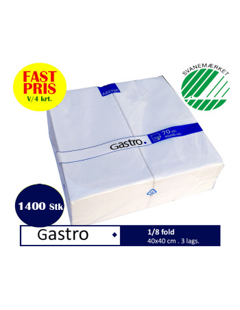 Napkin Gastrot 40x40 3-layer 1/8 fold White 1400pc/box - 