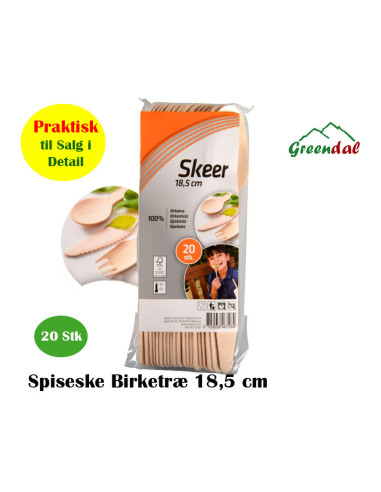 Wood cutlery Fork Bio Birch Tree 18.5cm 20pc/box - 