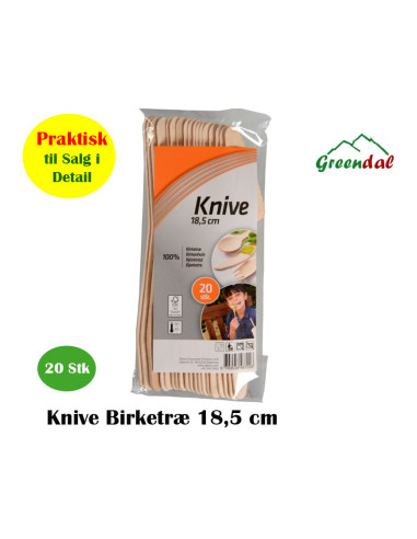 Wood cutlery knife Bio Birch Tree 18.5cm 20pc/box - 