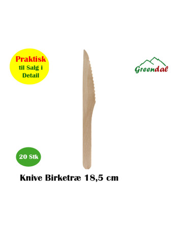 Wood cutlery knife Bio Birch Tree 18.5cm 20pc/box -  2