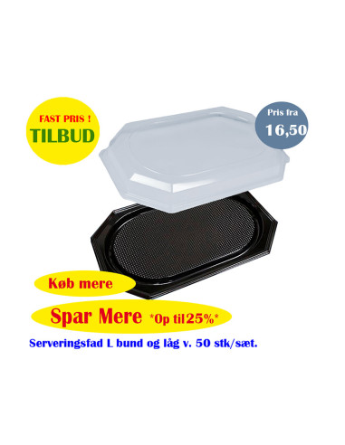 Serving dish Large plastic black 5x10pc. Bottom&Lid - 