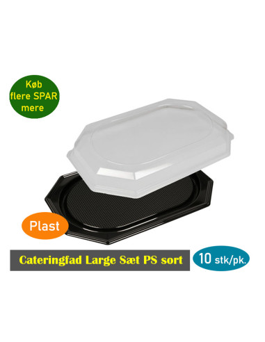 Serving dish Large plastic black 5x10pc. Bottom&Lid - 
