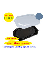 Serving dish Large plastic black 5x10pc. Bottom&Lid - 