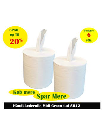 Aftørringspapir Tad Green eco 1-lags 250m (5042) 6rul/kar
