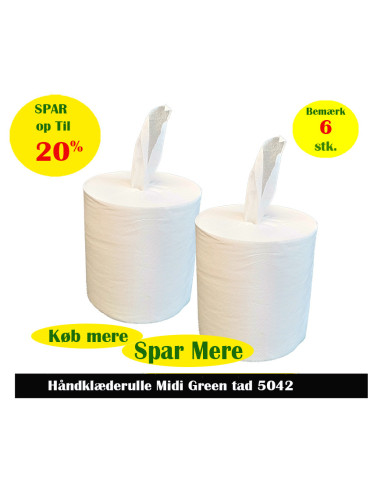 Aftørringspapir Tad Green eco 1-lags 250m (5042) 6rul/kar